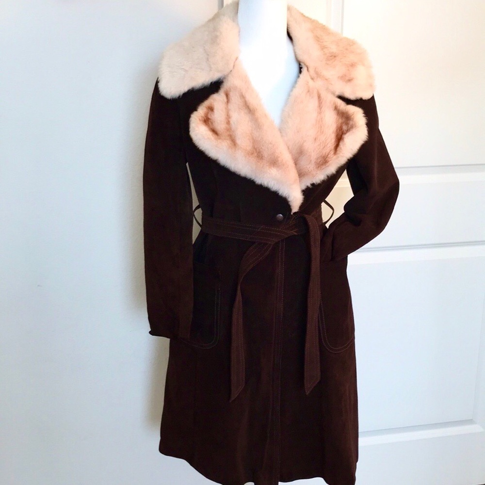 Vintage Brown Suede Fashion Council Trench Coat
